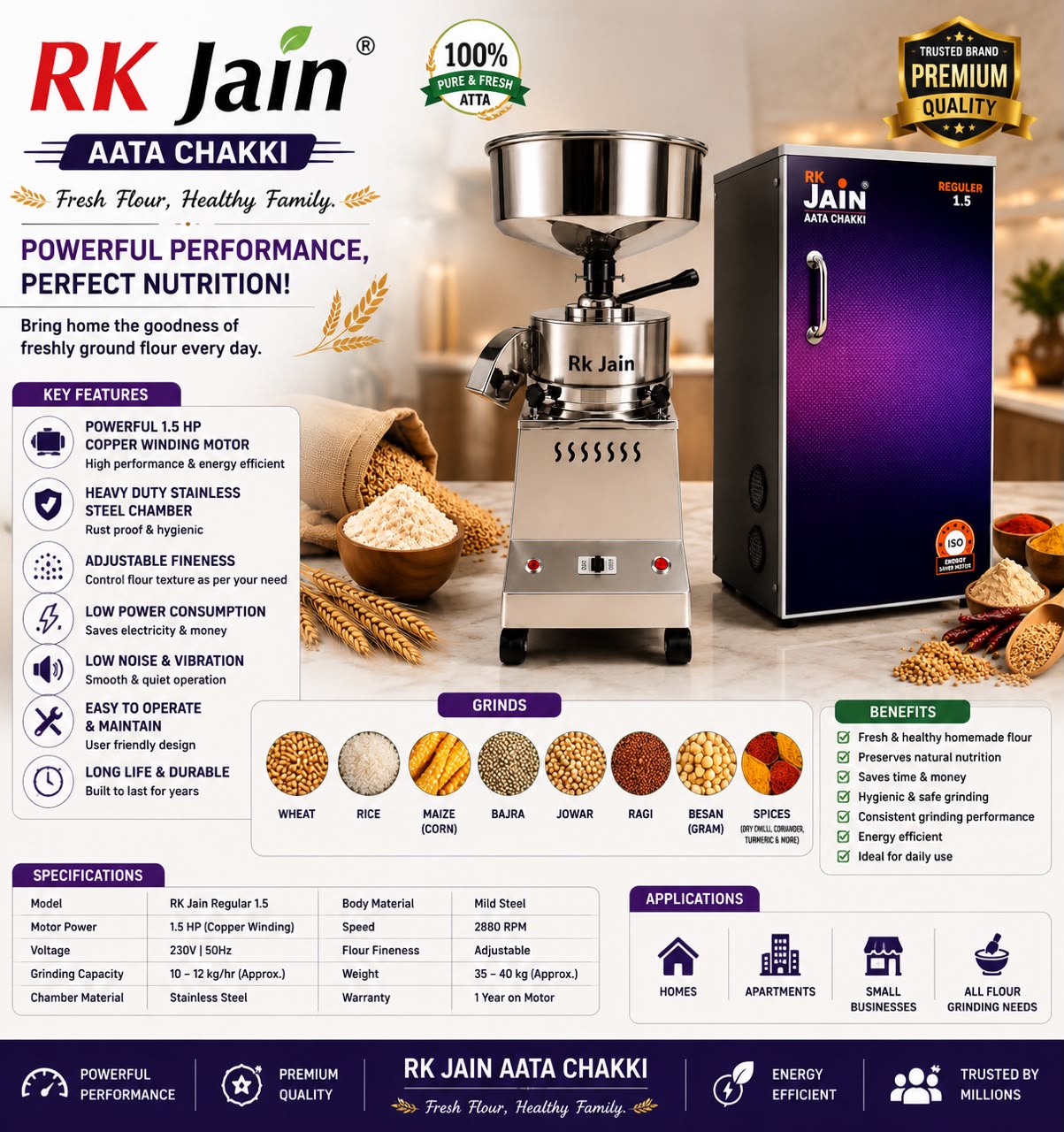 RK Jain Aata Chakki (Regular 1.5)