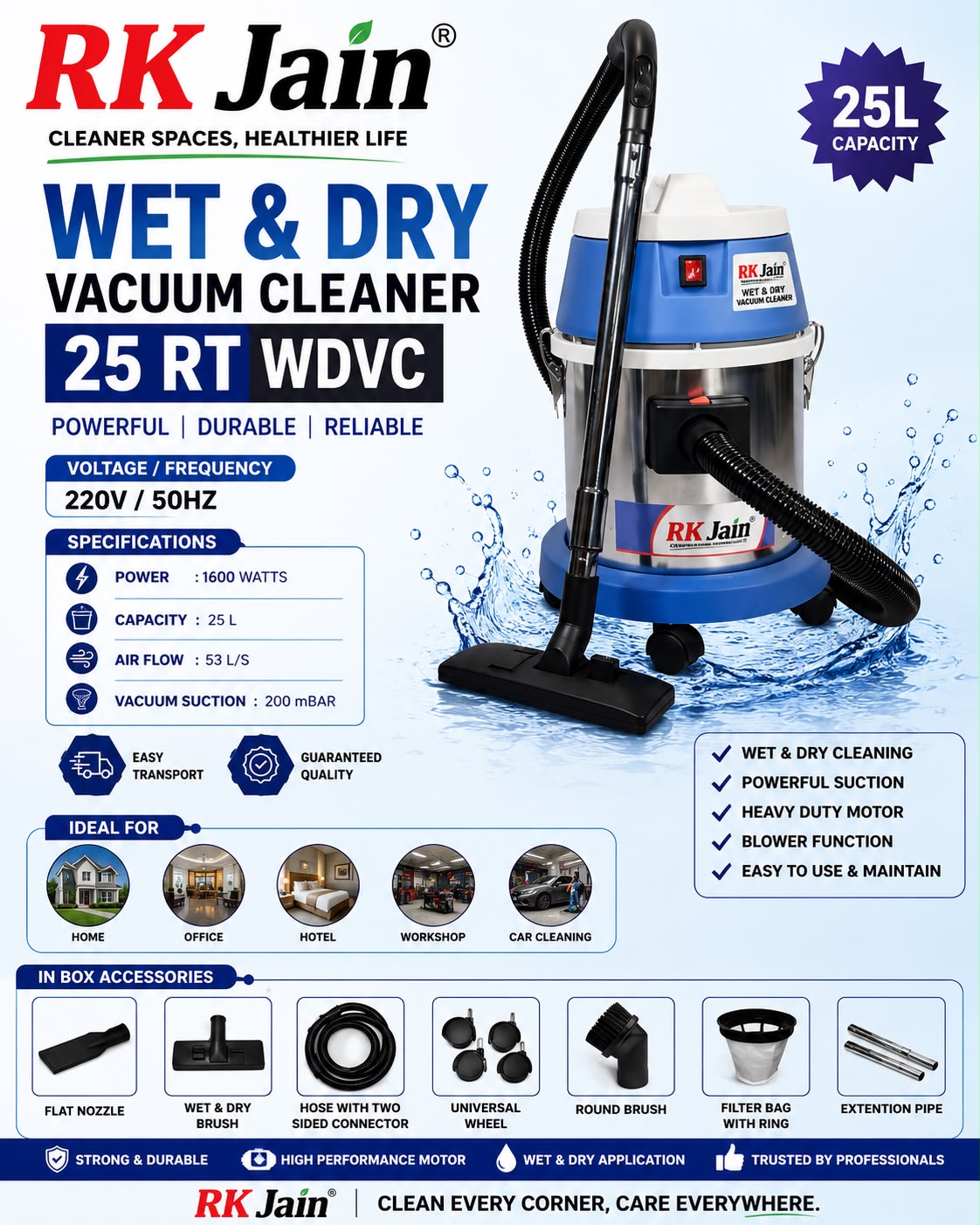 RK Jain Wet & Dry Vacuum Cleaner 25 RT WDVC